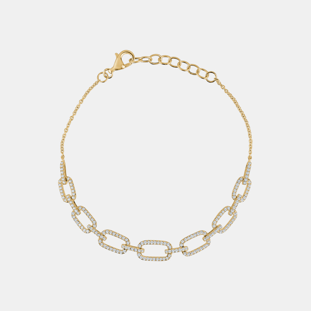 Diamond Chain Link Bracelet - 14K Yellow Gold