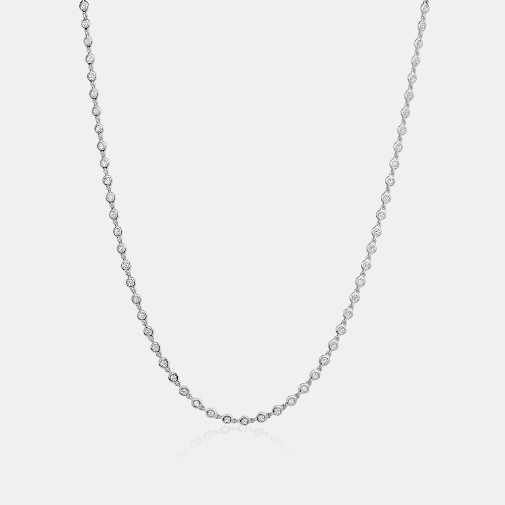 Bezel Set Diamond Necklace - 14K White Gold
