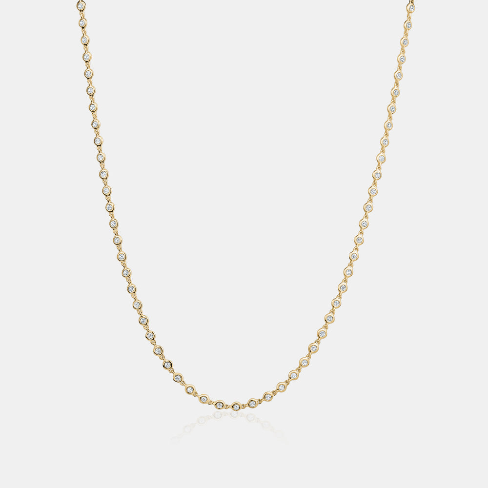 Bezel Set Diamond Necklace - 14K Yellow Gold