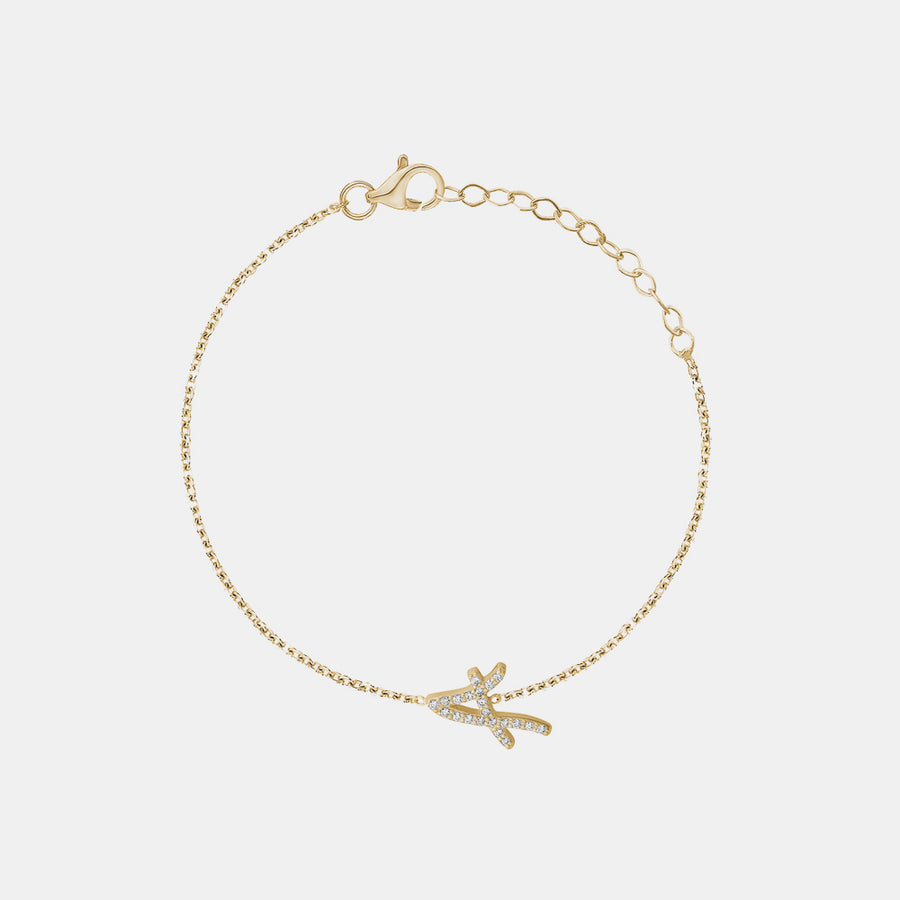 Bracelet d'initiales en cursive de diamants