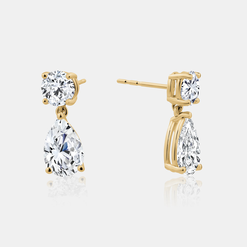 Lab Grown Pear Drop Statement Earrings - 14K Yellow Gold