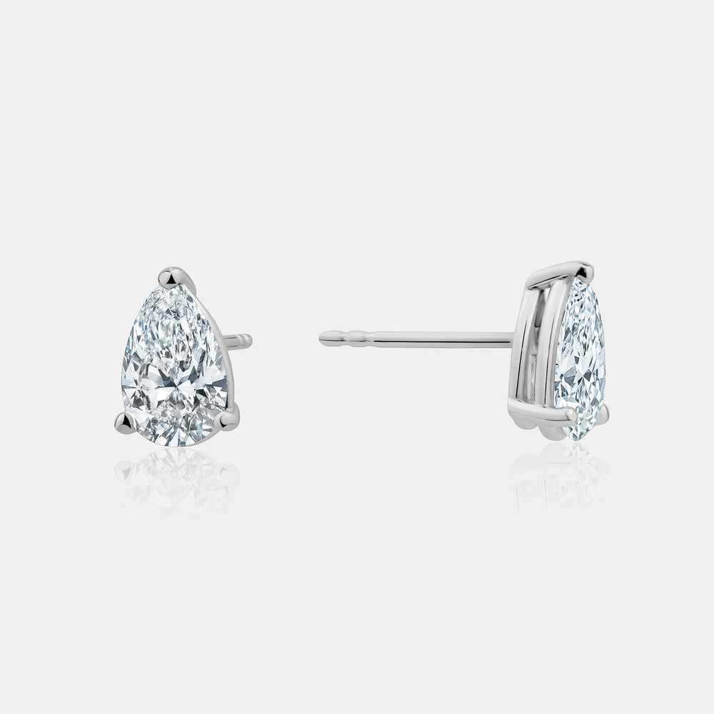 Lab Grown Diamond Pear Studs - 14K White Gold
