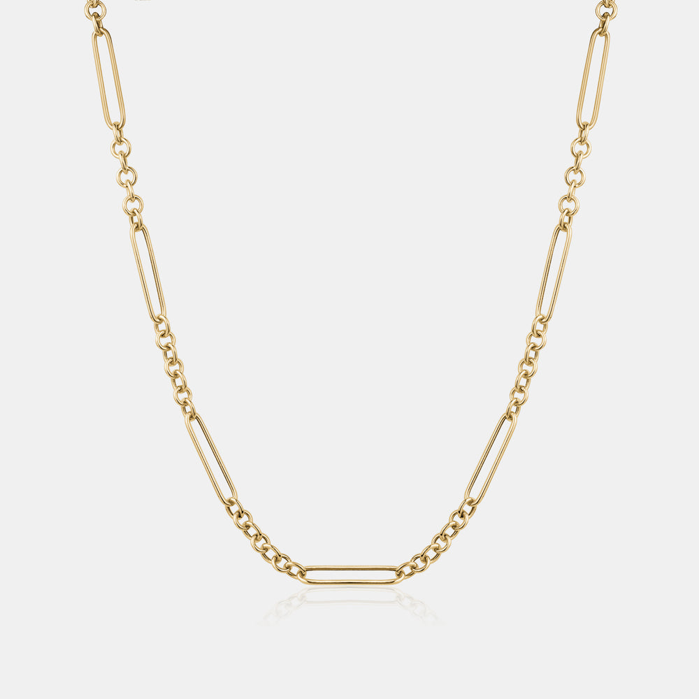 Mixed Link Chain Necklace - 14K Yellow Gold