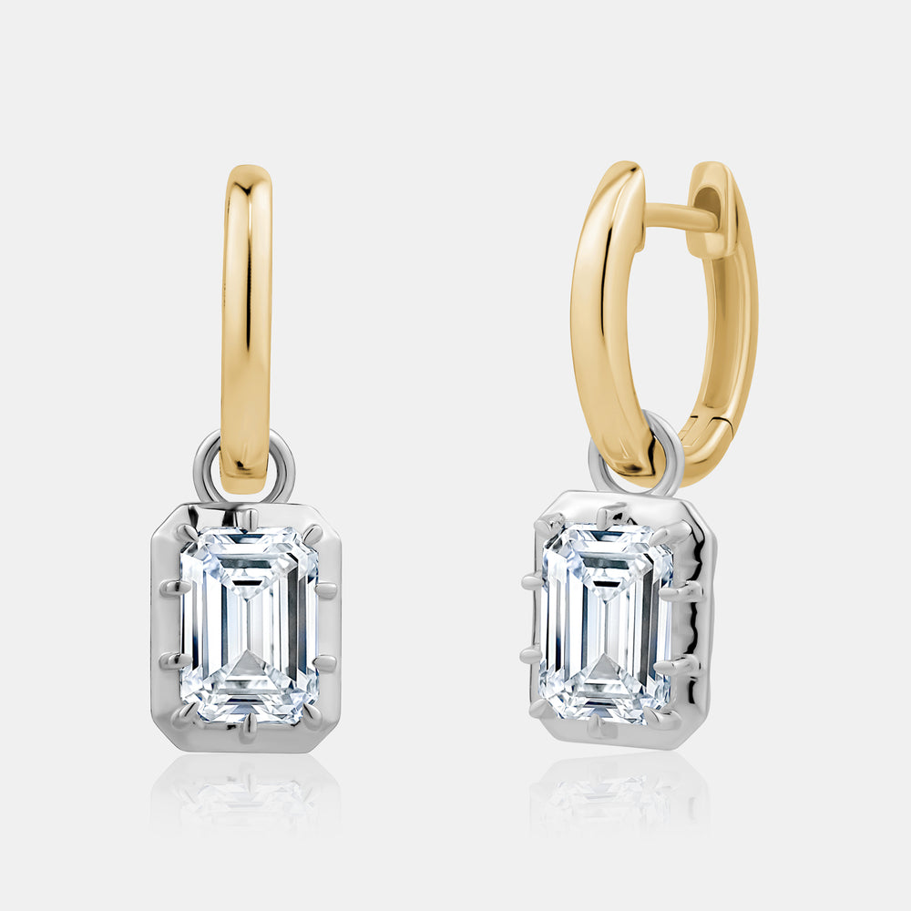 Lab Grown Diamond Emerald Cut Huggies - 14K Yellow Gold