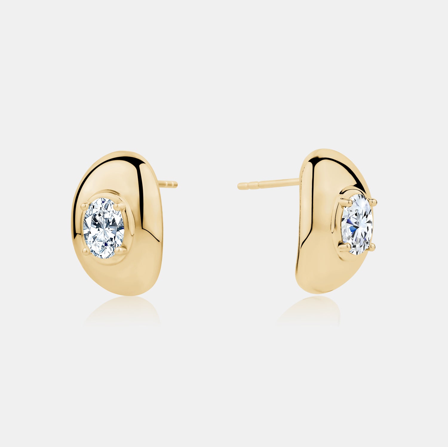 Lab Grown Oval Puffy Earrings