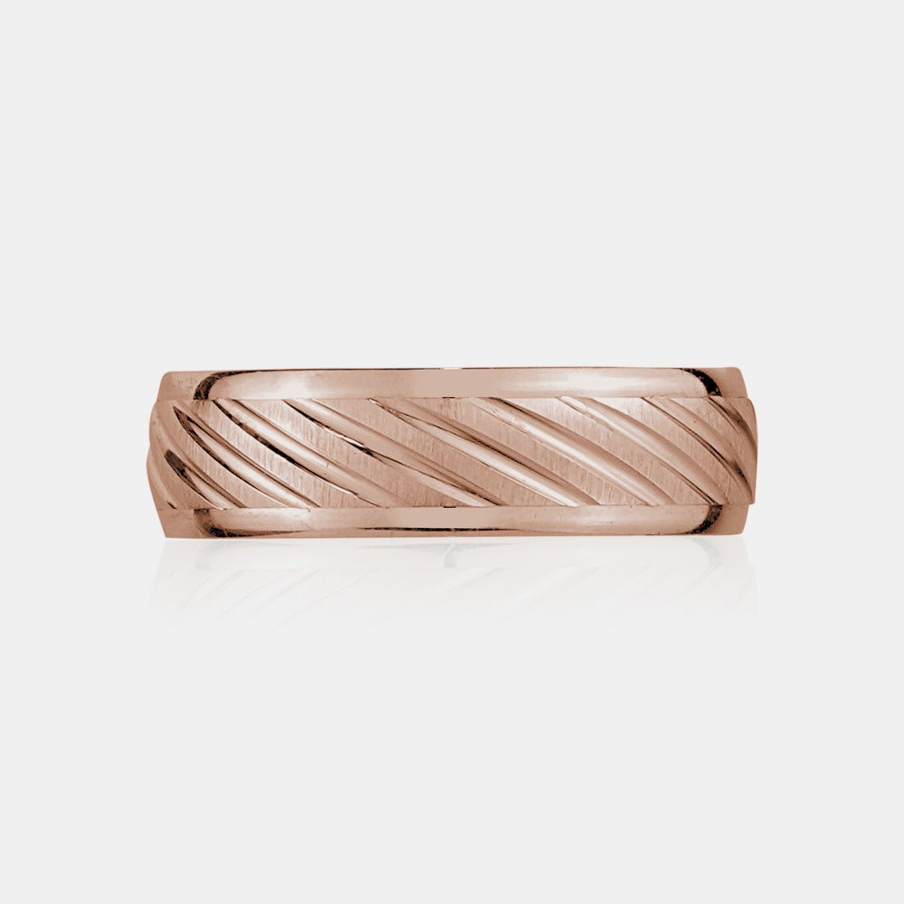 10K Diagonal Lines Wedding Band