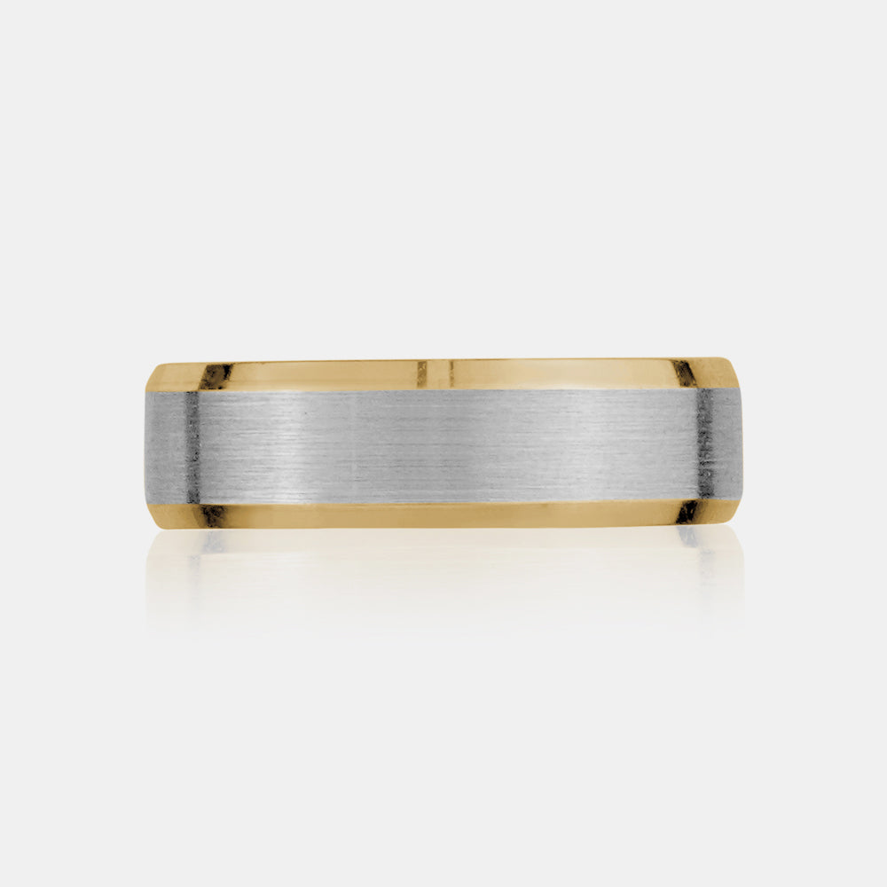 10K Two-Tone Brushed Center Wedding Band