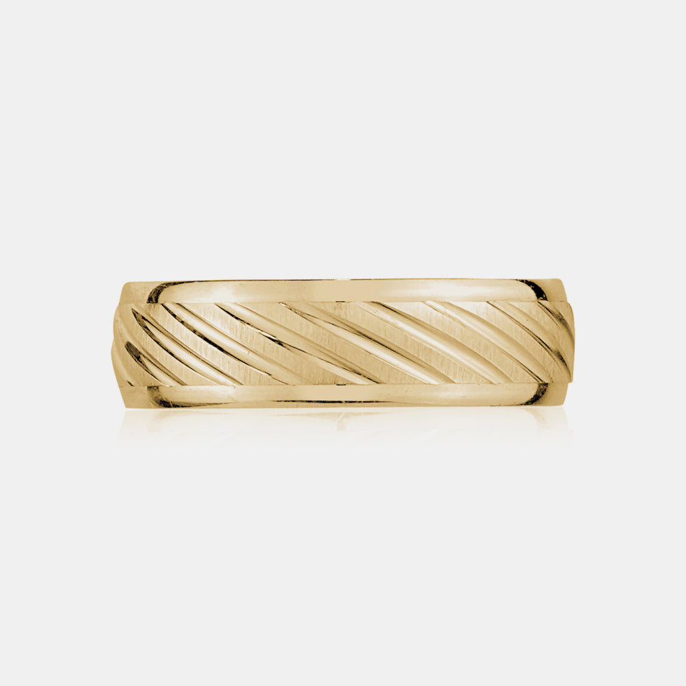 10K Diagonal Lines Wedding Band