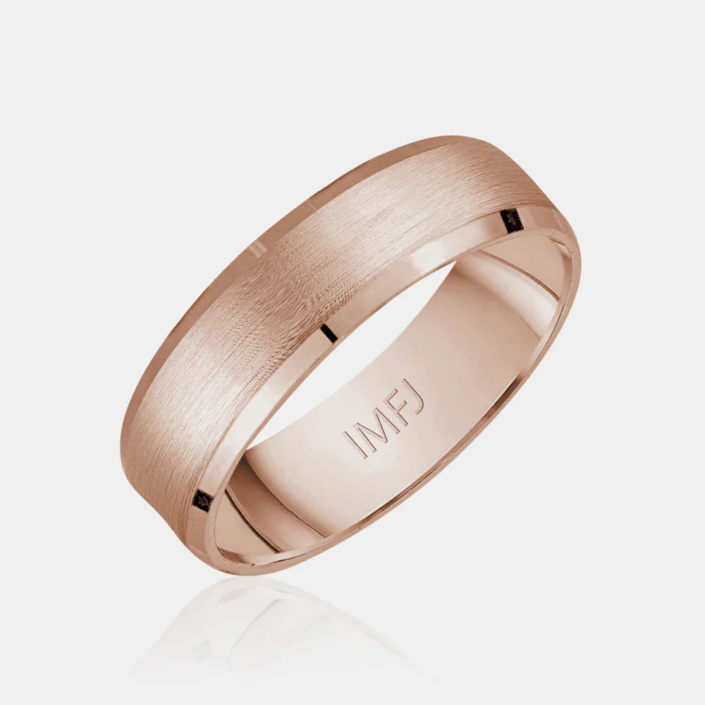 18K Brushed Center Wedding Band