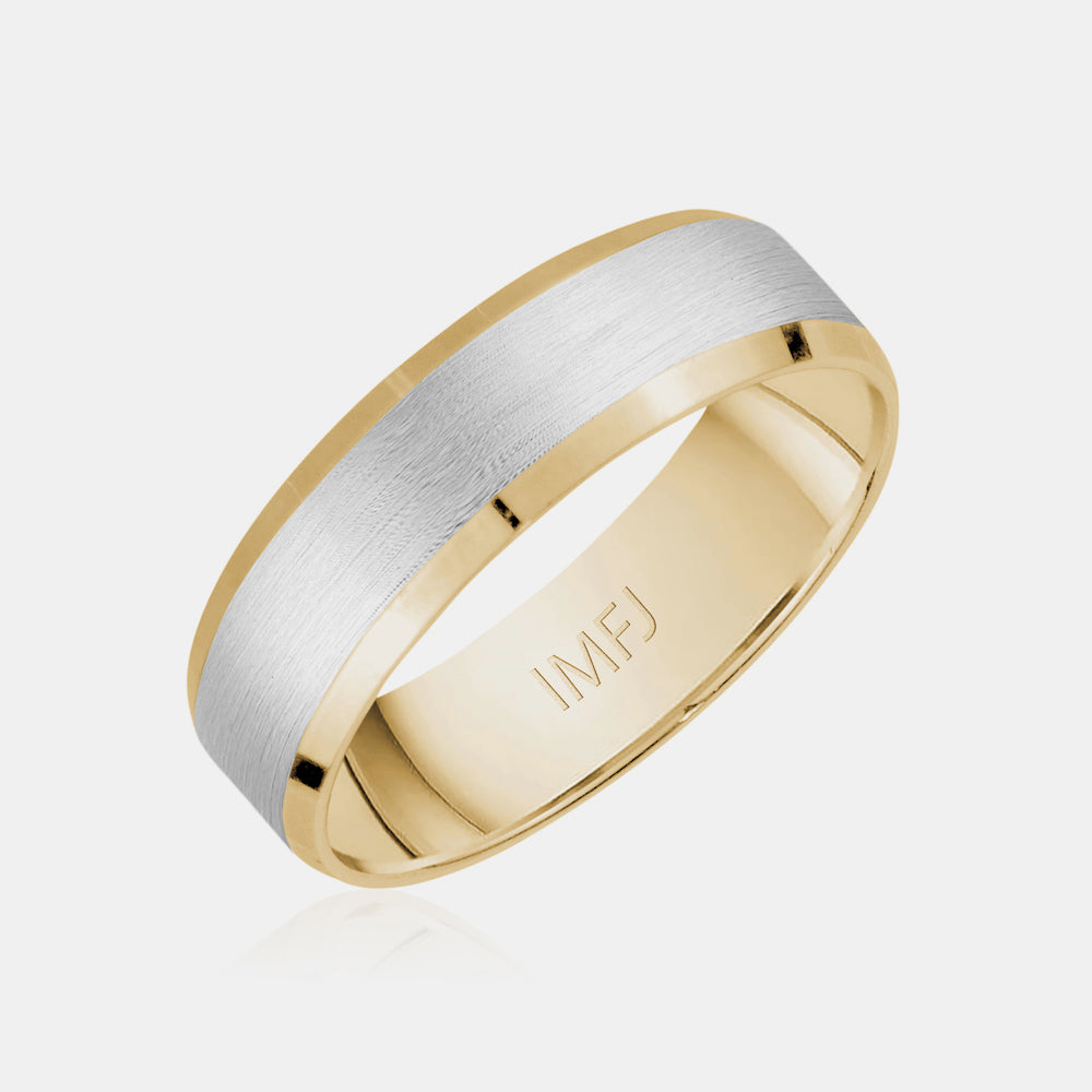 10K Two-Tone Brushed Center Wedding Band