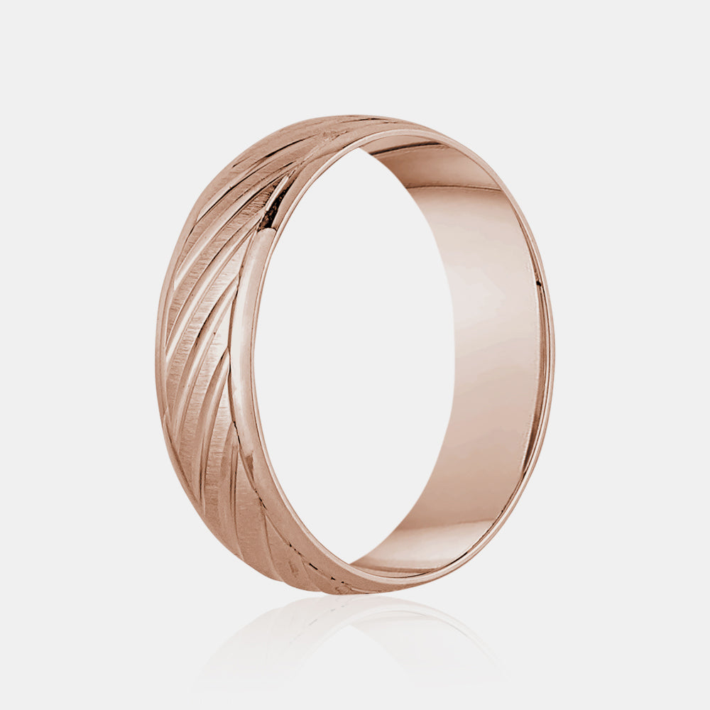 10K Diagonal Lines Wedding Band