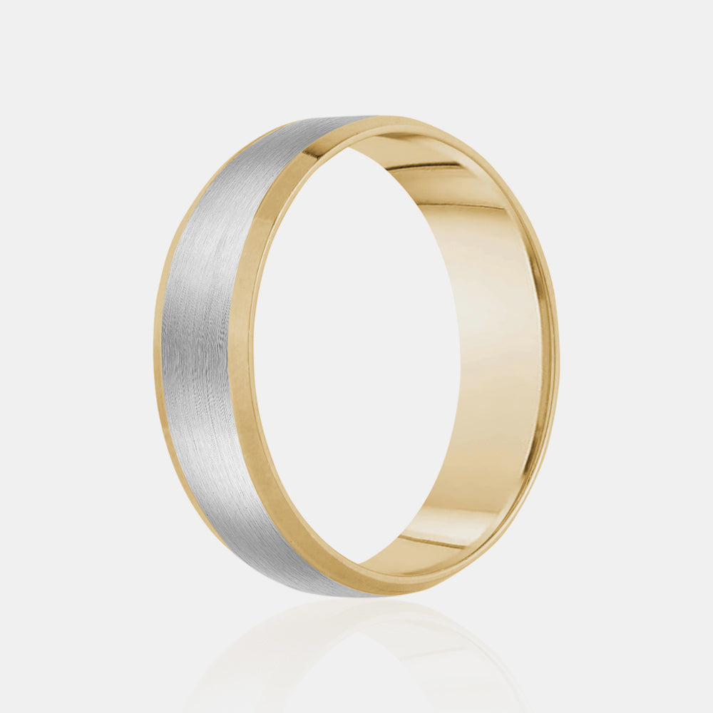 10K Two-Tone Brushed Center Wedding Band