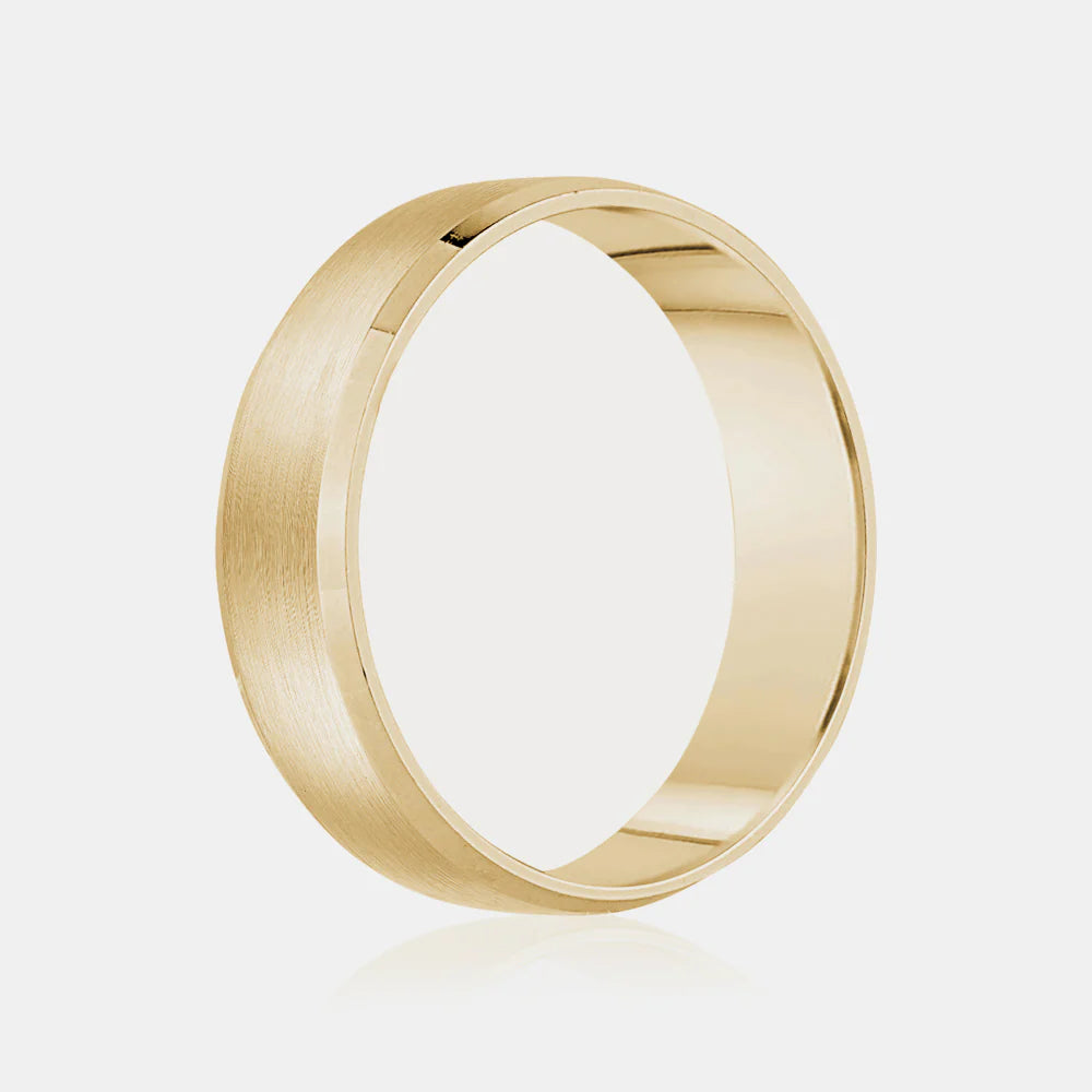 18K Brushed Center Wedding Band