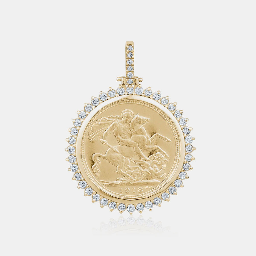 Pièce souveraine avec halo en diamant