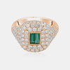 Bague pavée baguette en émeraude verte