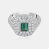 Bague pavée baguette en émeraude verte