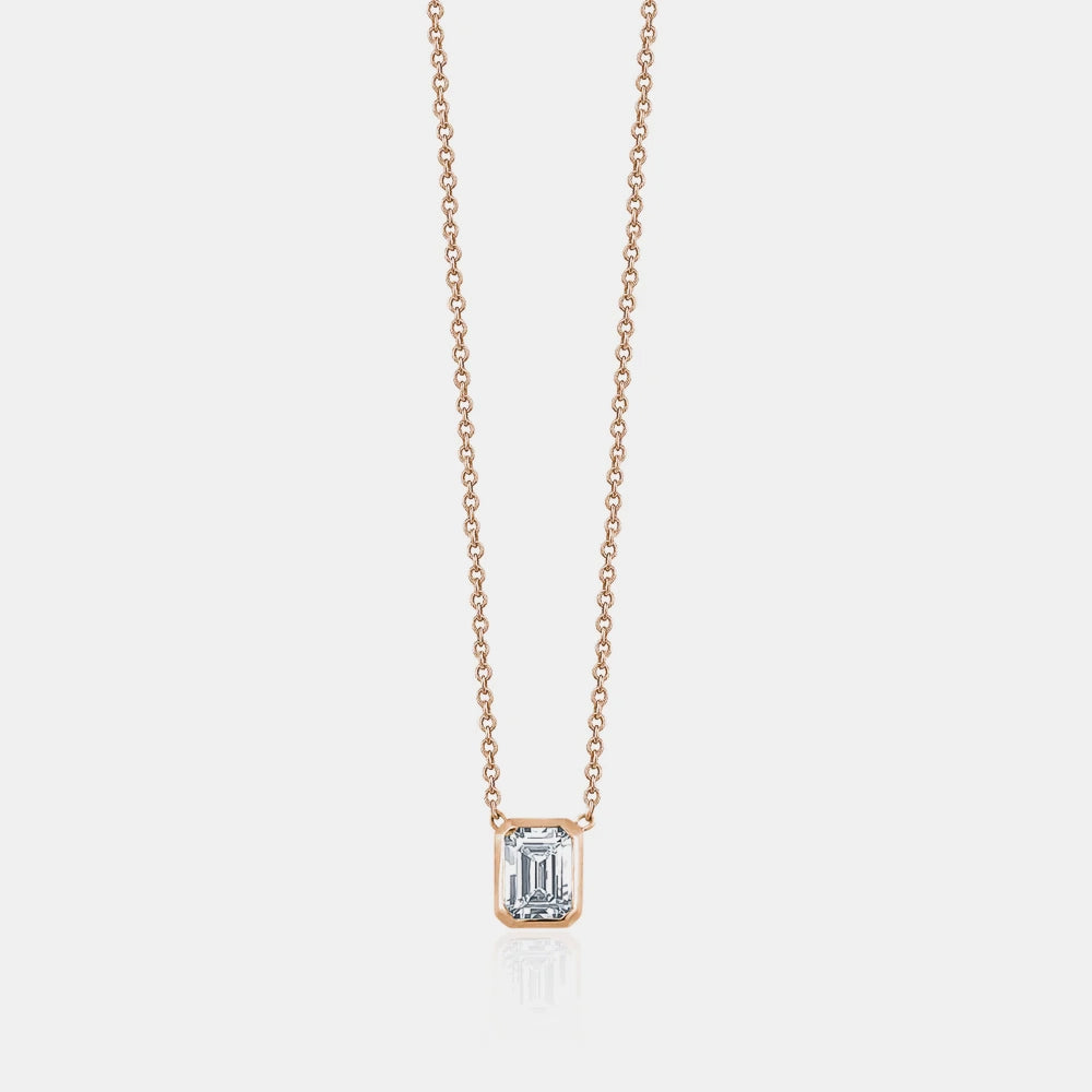 Diamond Bezel Set Emerald Necklace