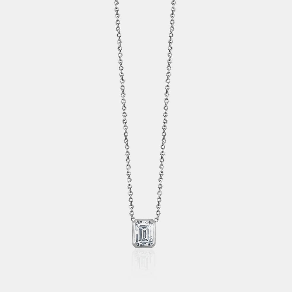 Diamond Bezel Set Emerald Necklace