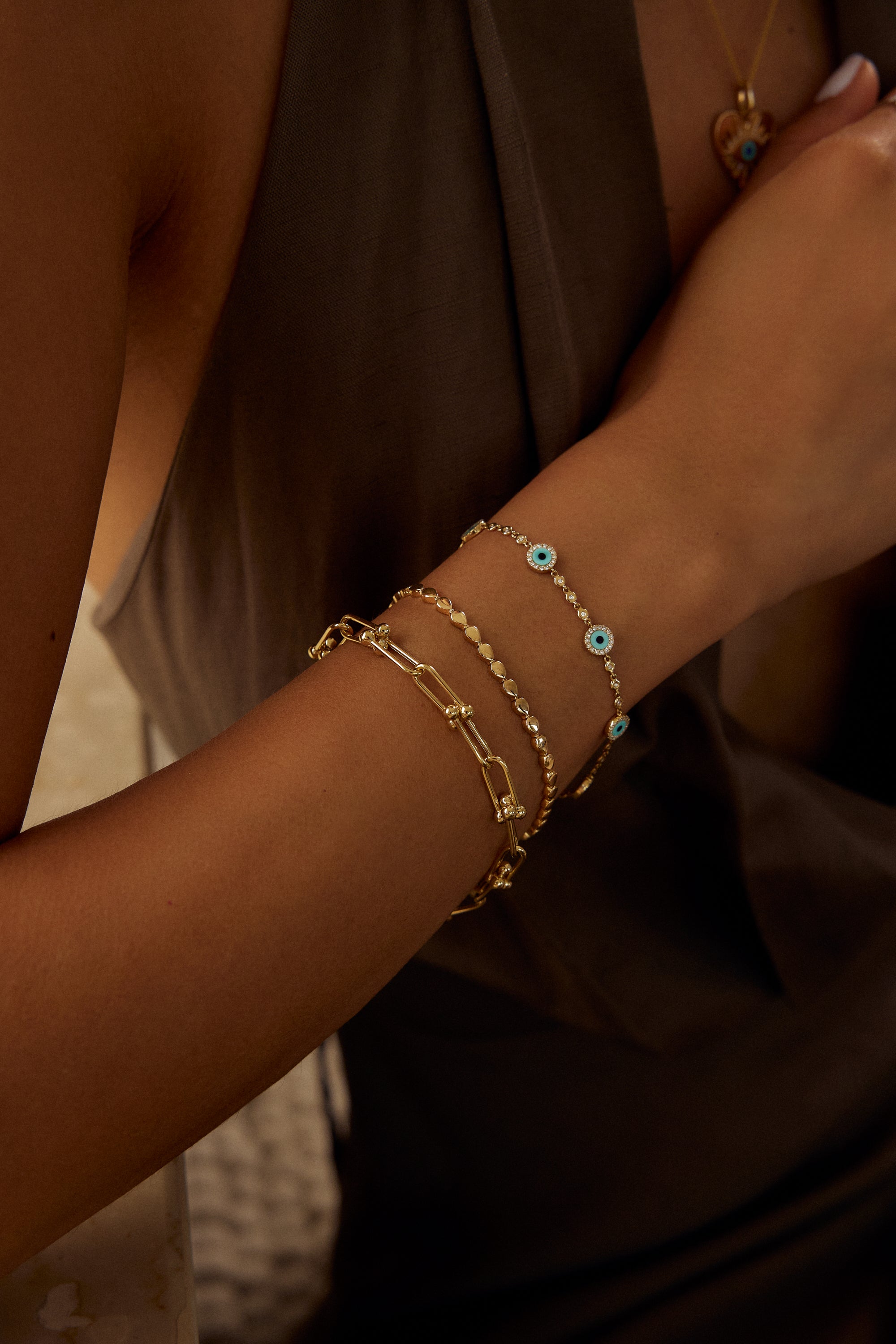 Bracelet Mauvais Oeil Turquoise avec Diamants