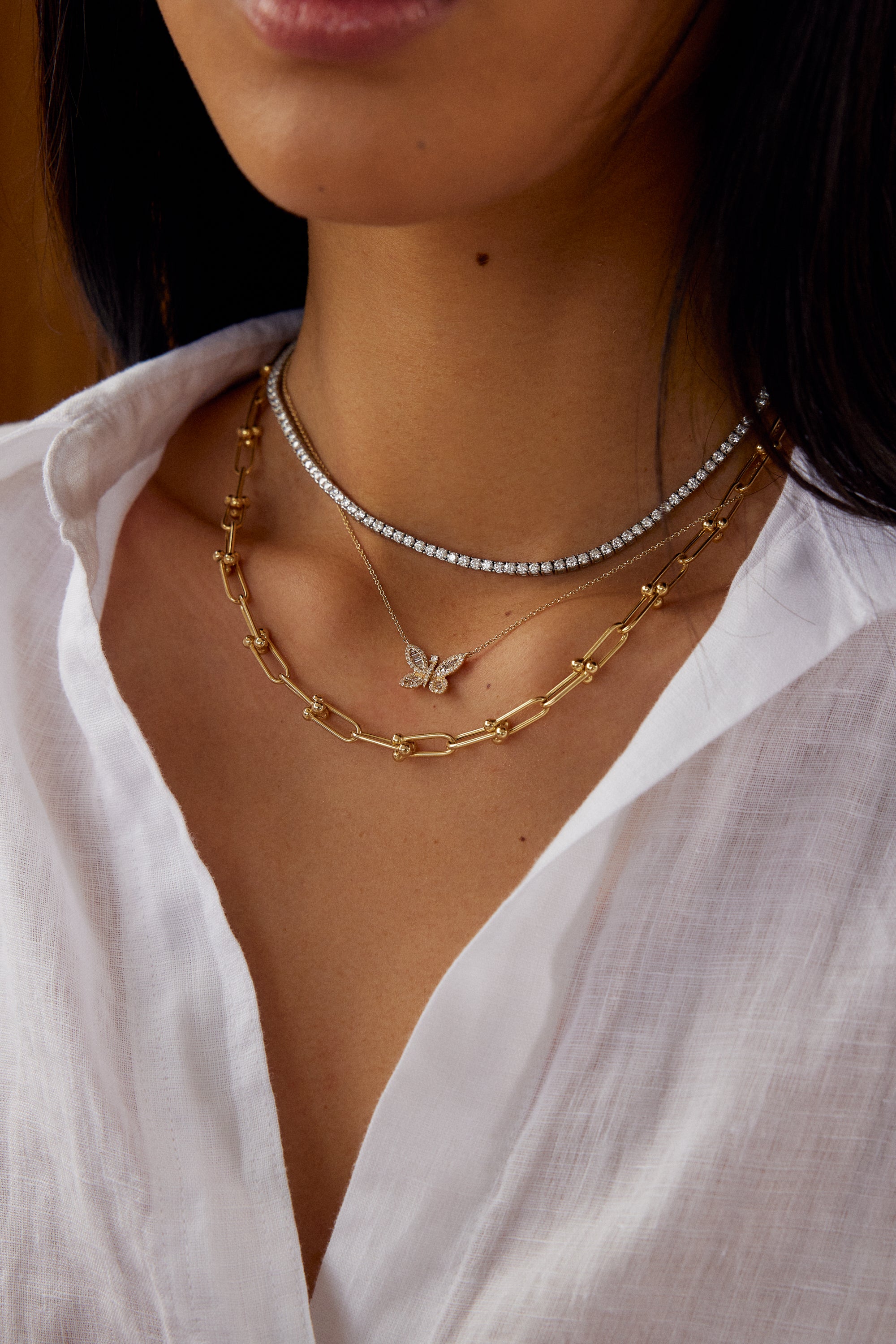 Diamond Baguette Butterfly Necklace