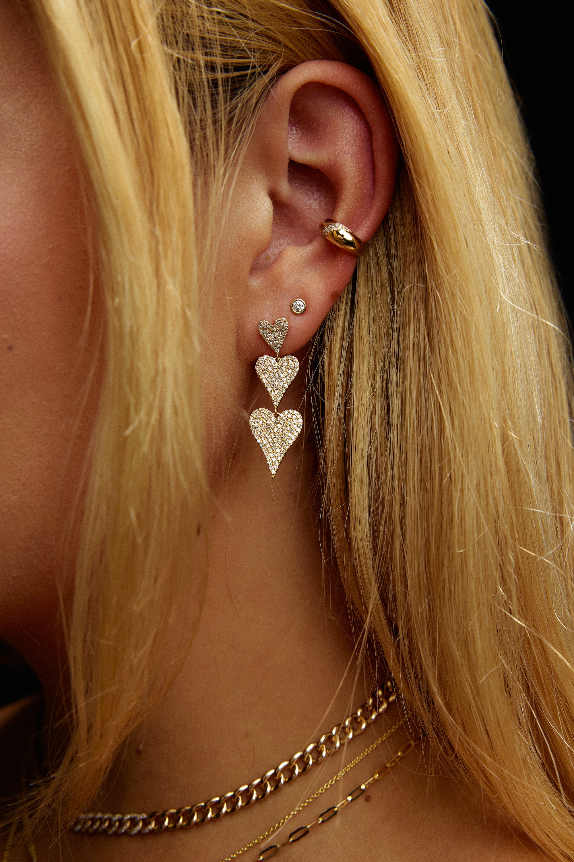 Diamond Heart Drop Earrings