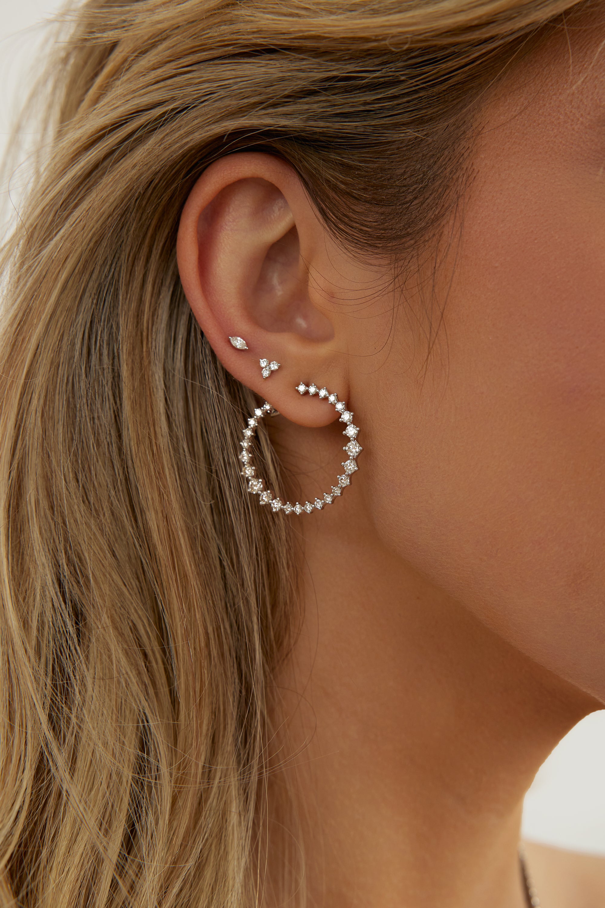 Circular Graduated Diamond Statement Earrings