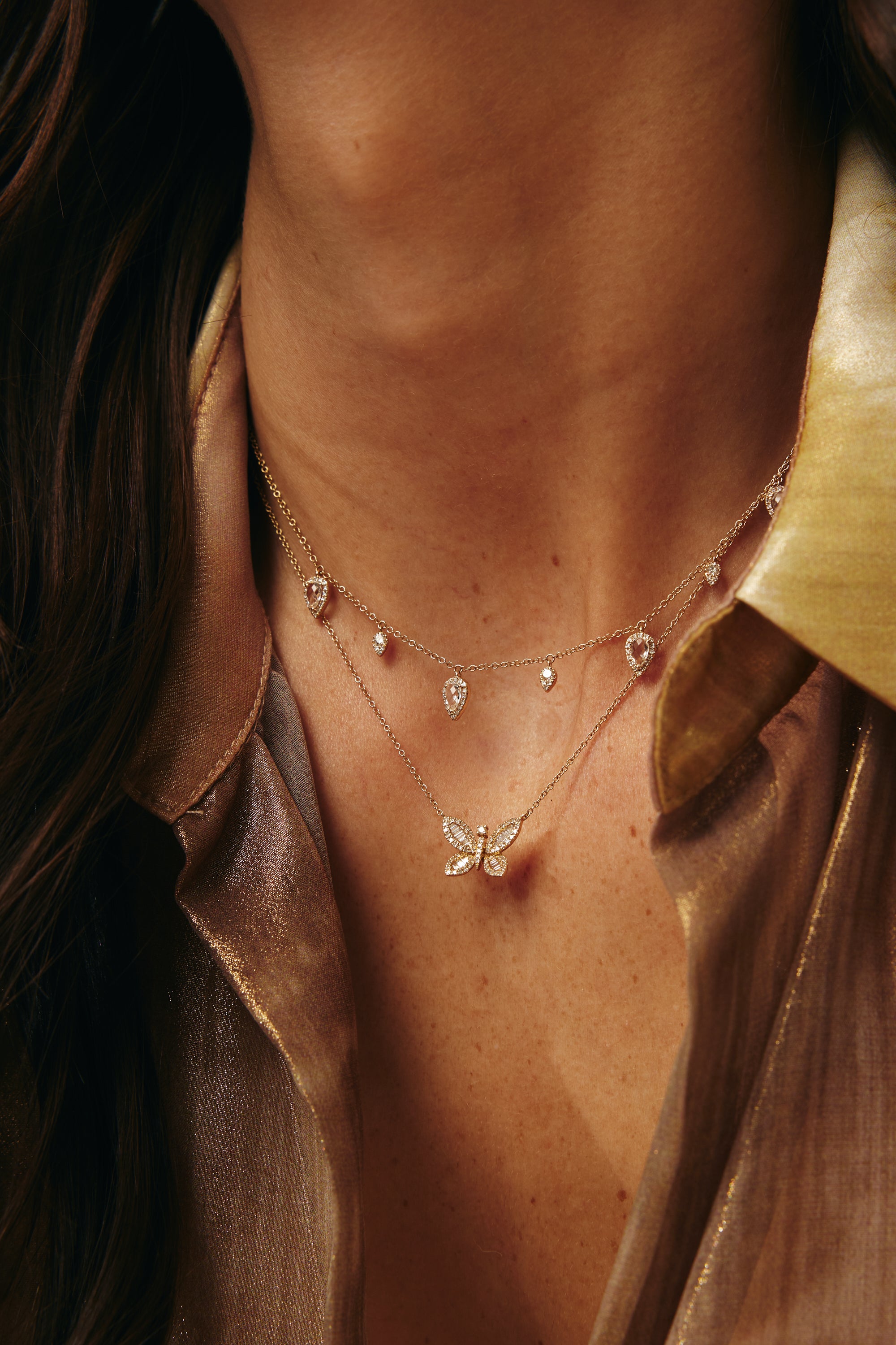 Diamond Baguette Butterfly Necklace
