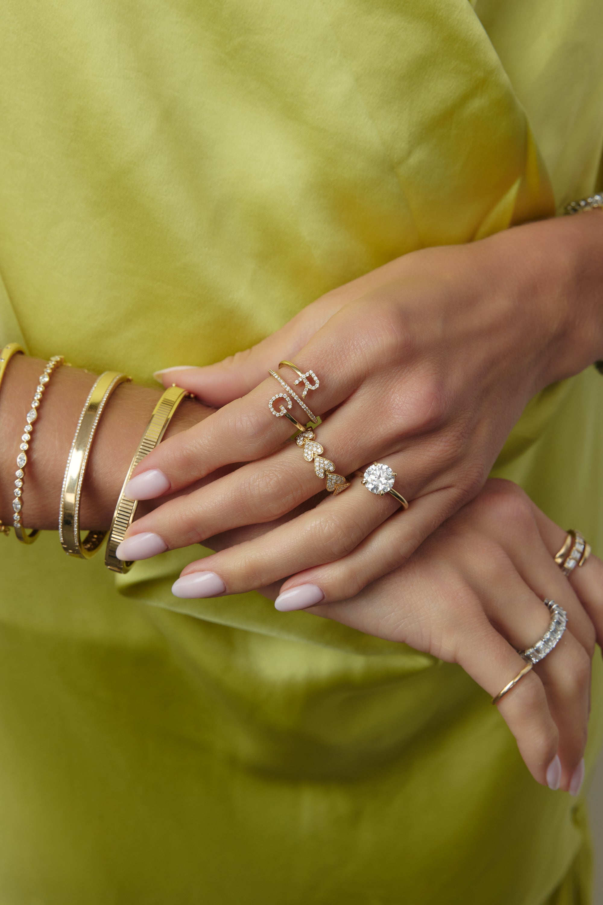 Diamond Double Initial Coil Ring