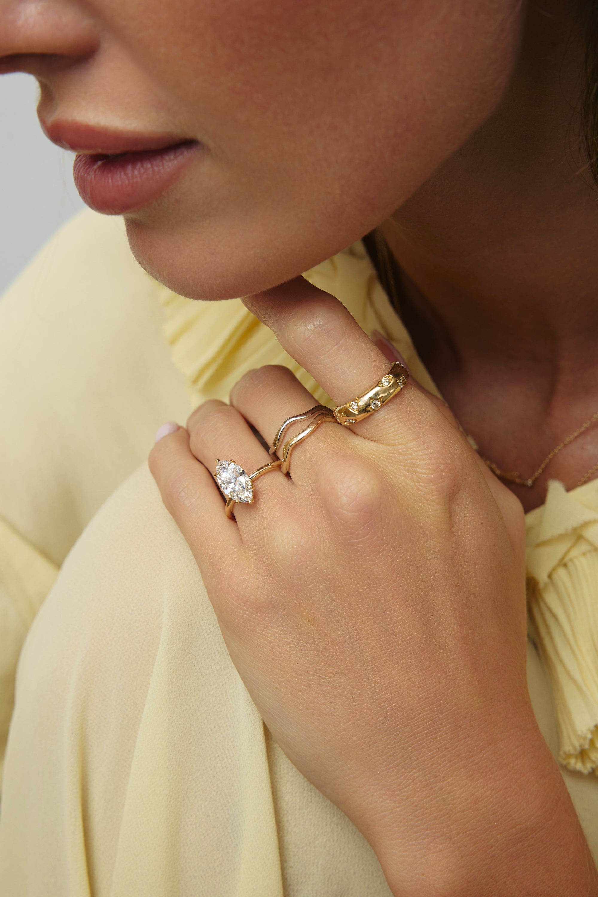 Multi-Shape Inlay Diamond Ring