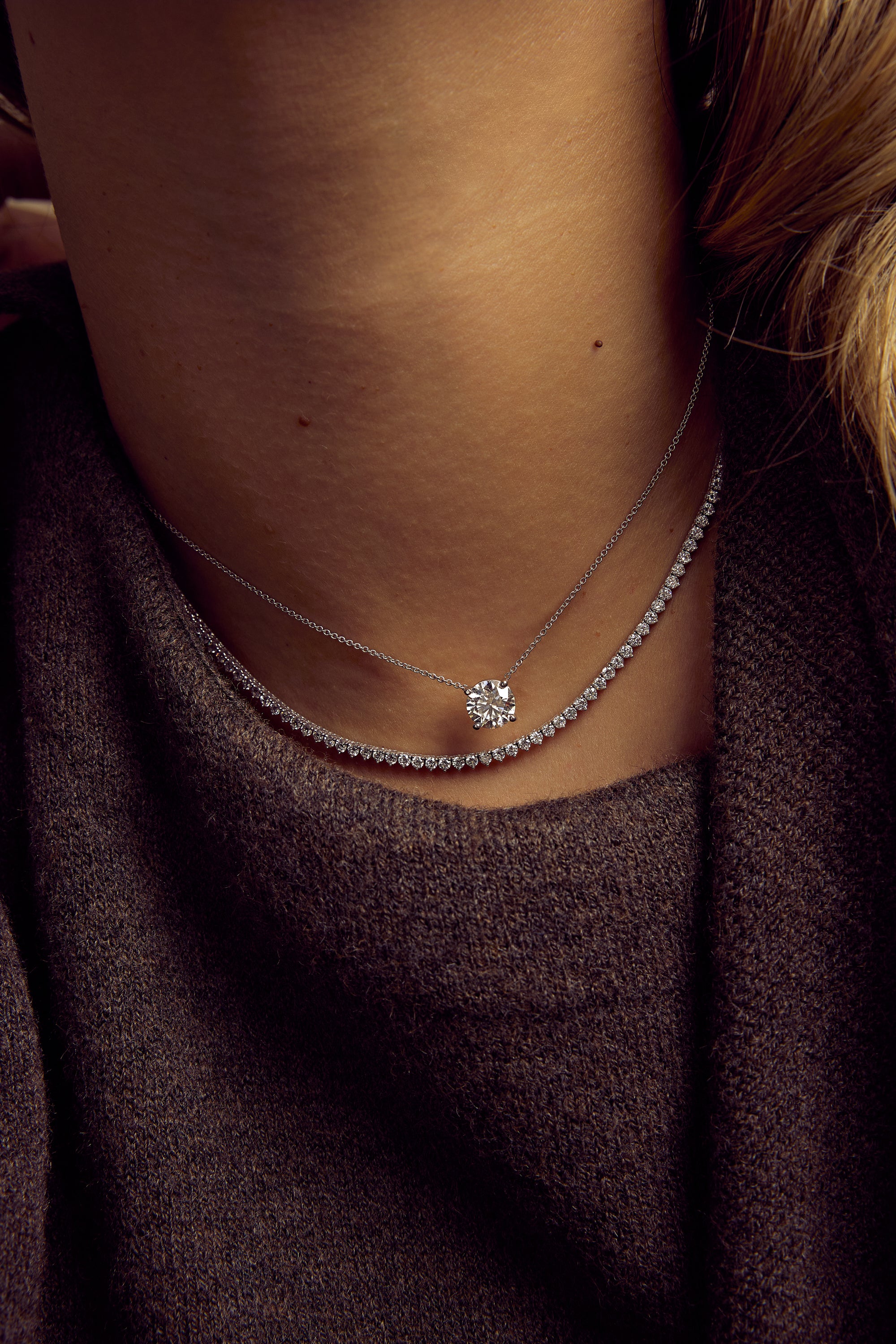 Lab Grown Floating Solitaire Necklace