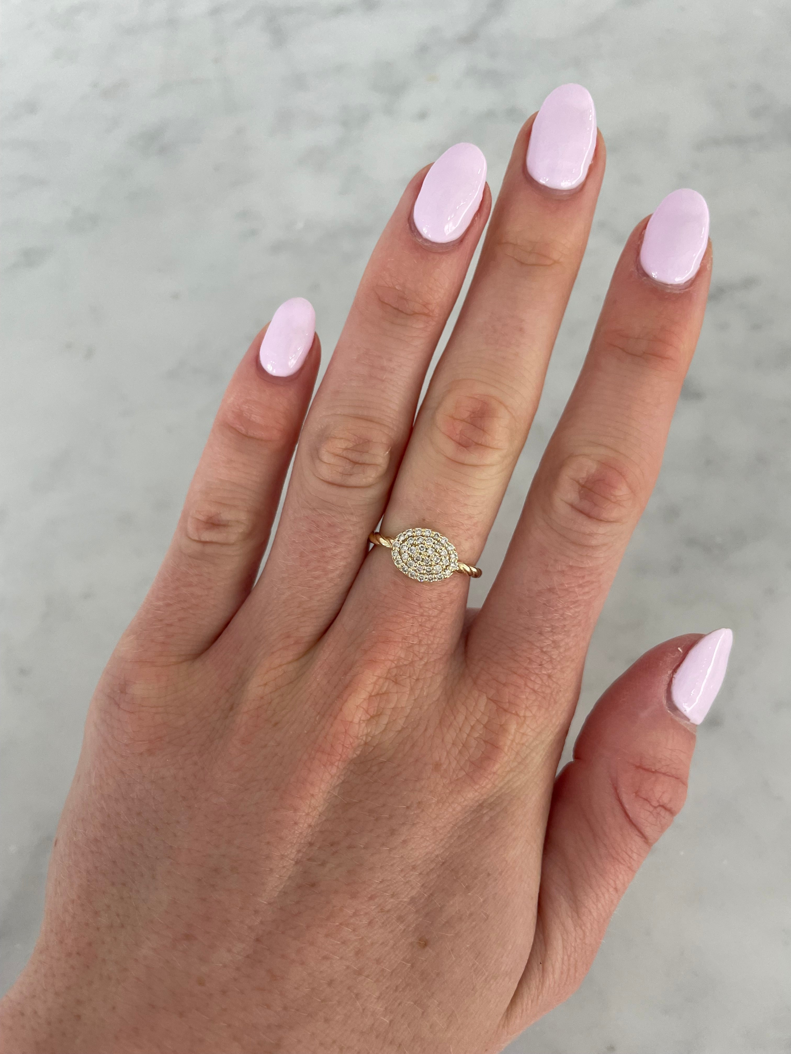 Twisted Diamond Oval Ring