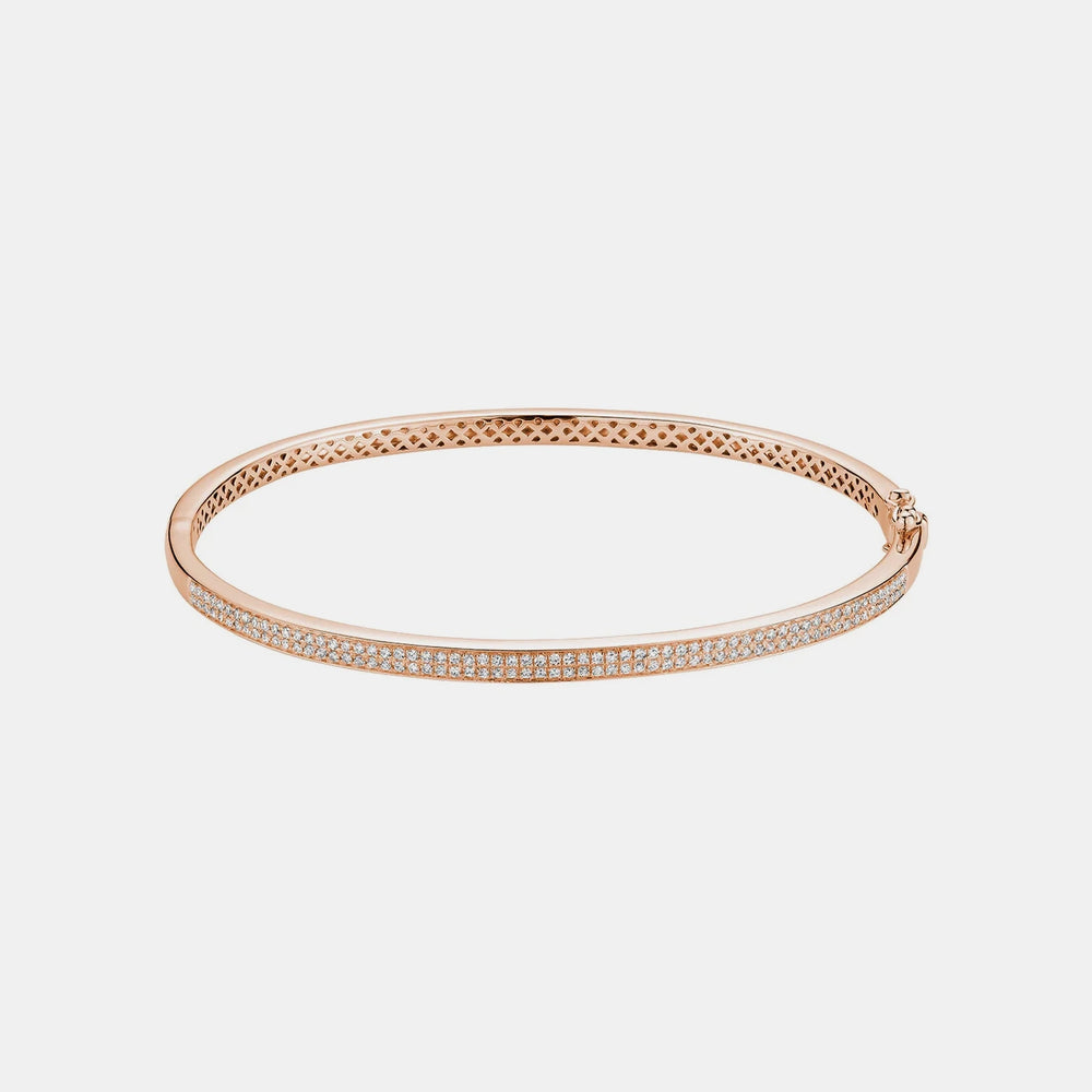 Micropavé Diamond Bangle - 14K Rose Gold