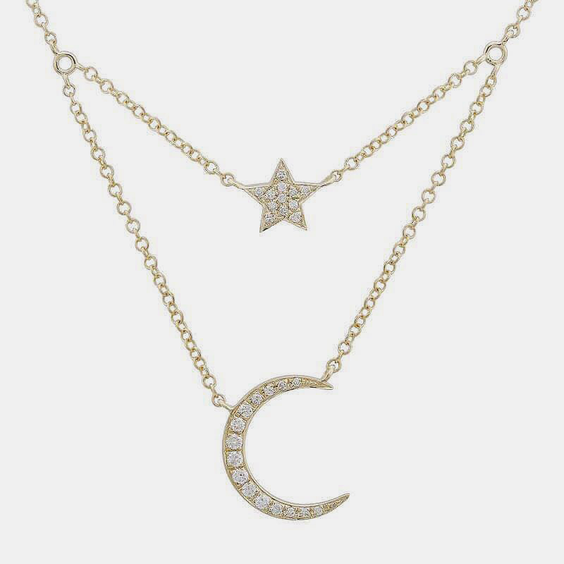 Double Chain Star Moon Necklace