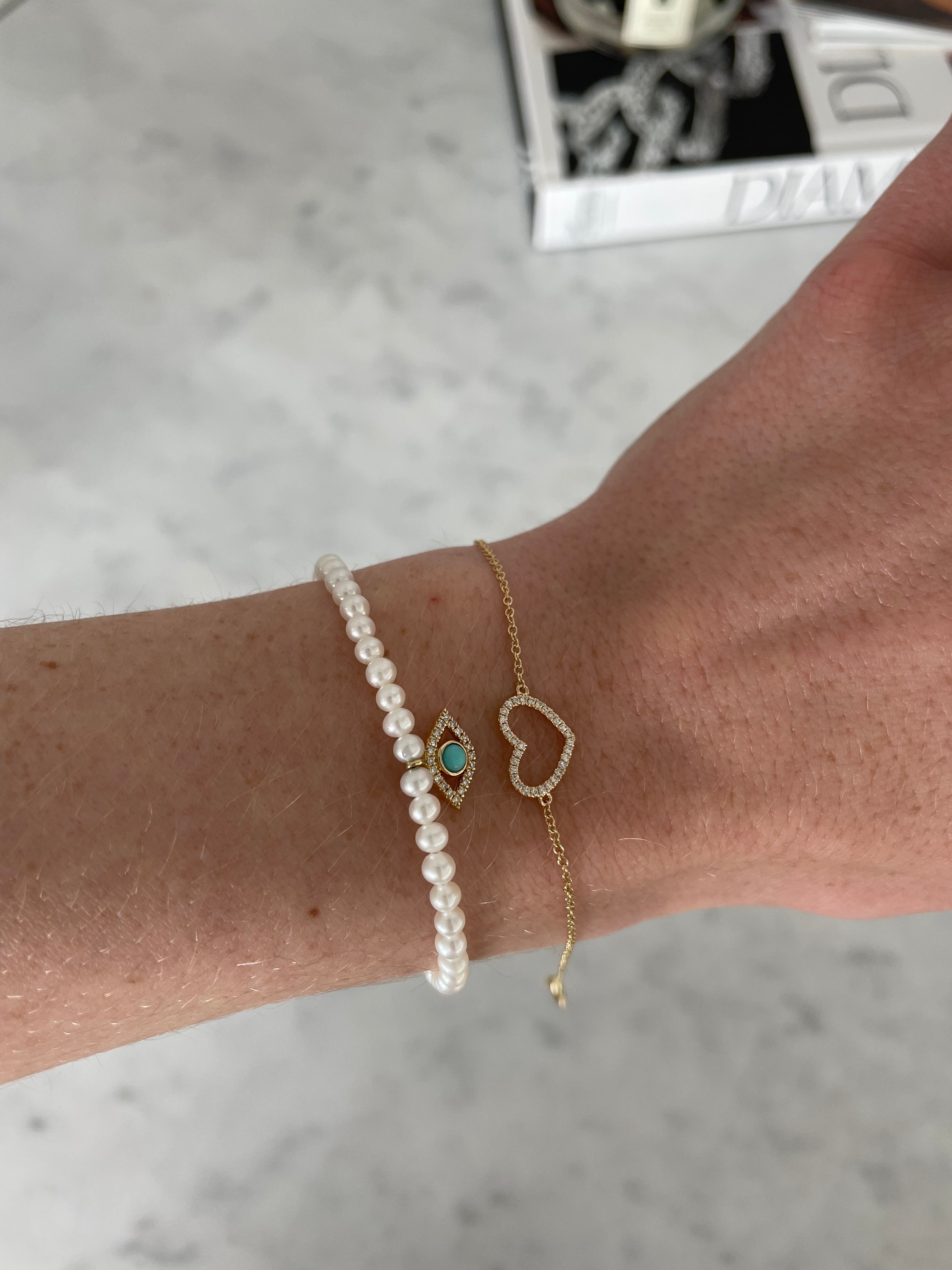 Bracelet Coeur Ouvert en Diamant