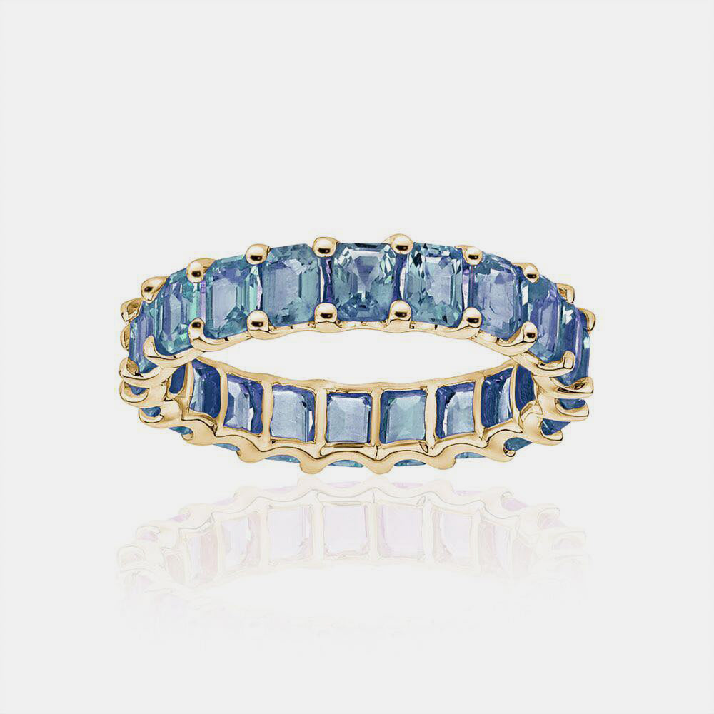 Petite Emerald Cut Blue Topaz Ring