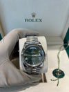Rolex Day Date 40mm in 18K White gold and Olive Green Roman Dial, Fluted Bezel and a President Bracelet 2023/228239