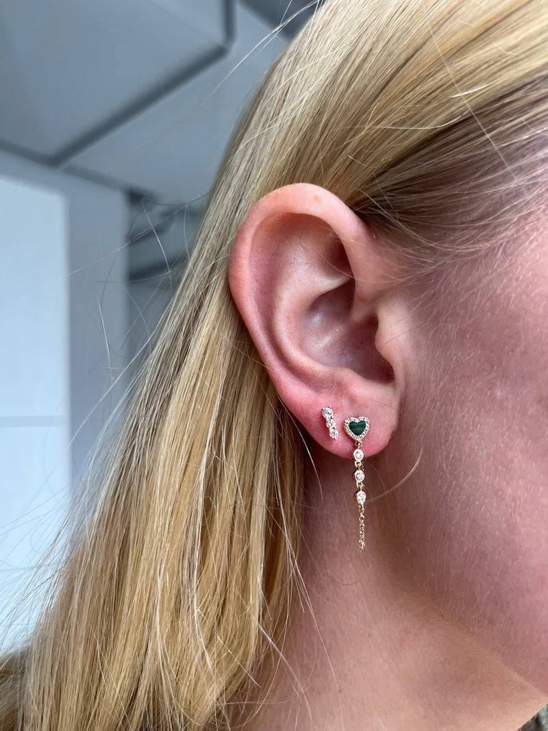 Malachite Heart Chain Earrings