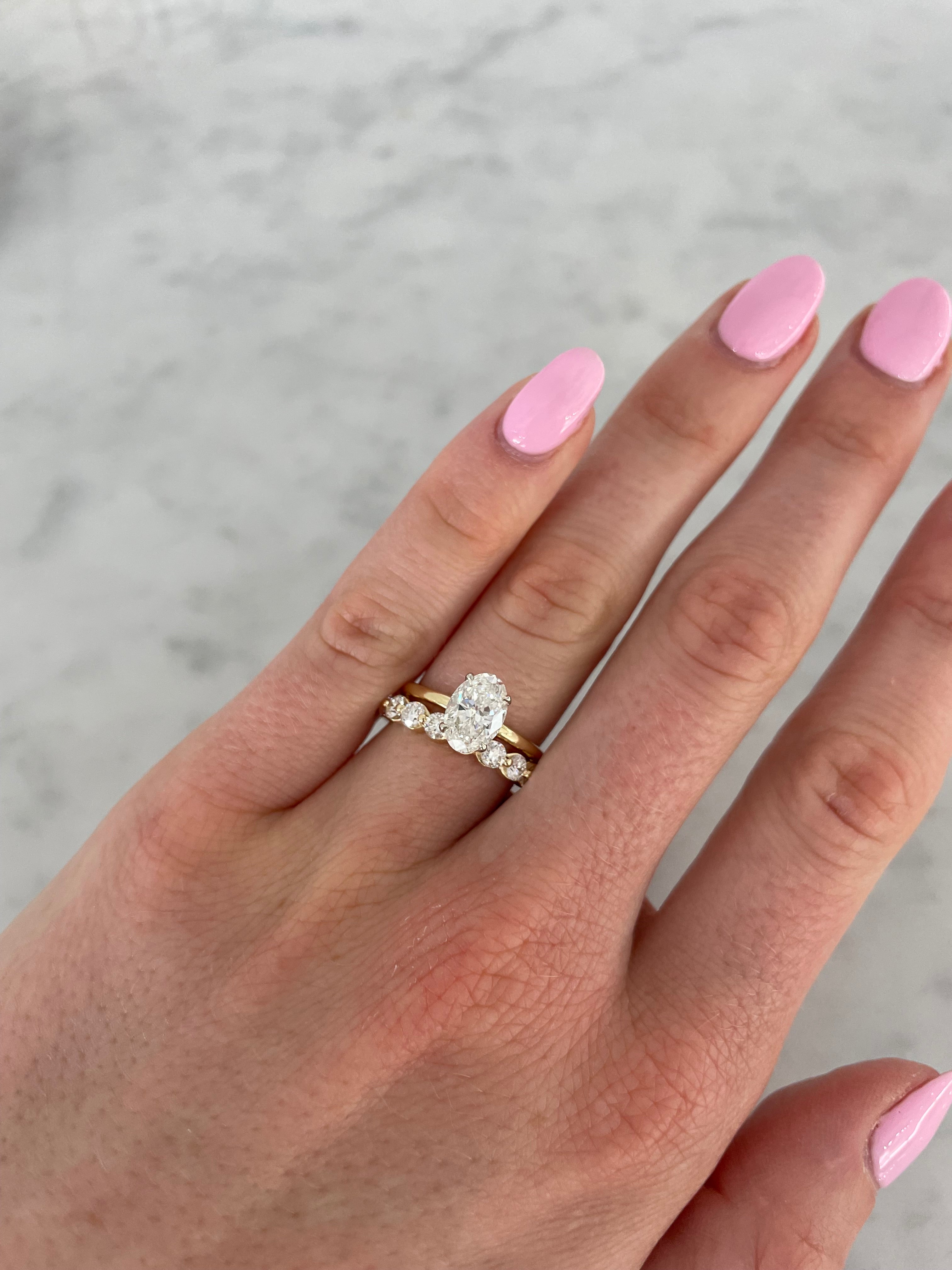 Lab Diamond Single Prong Semi Eternity Ring