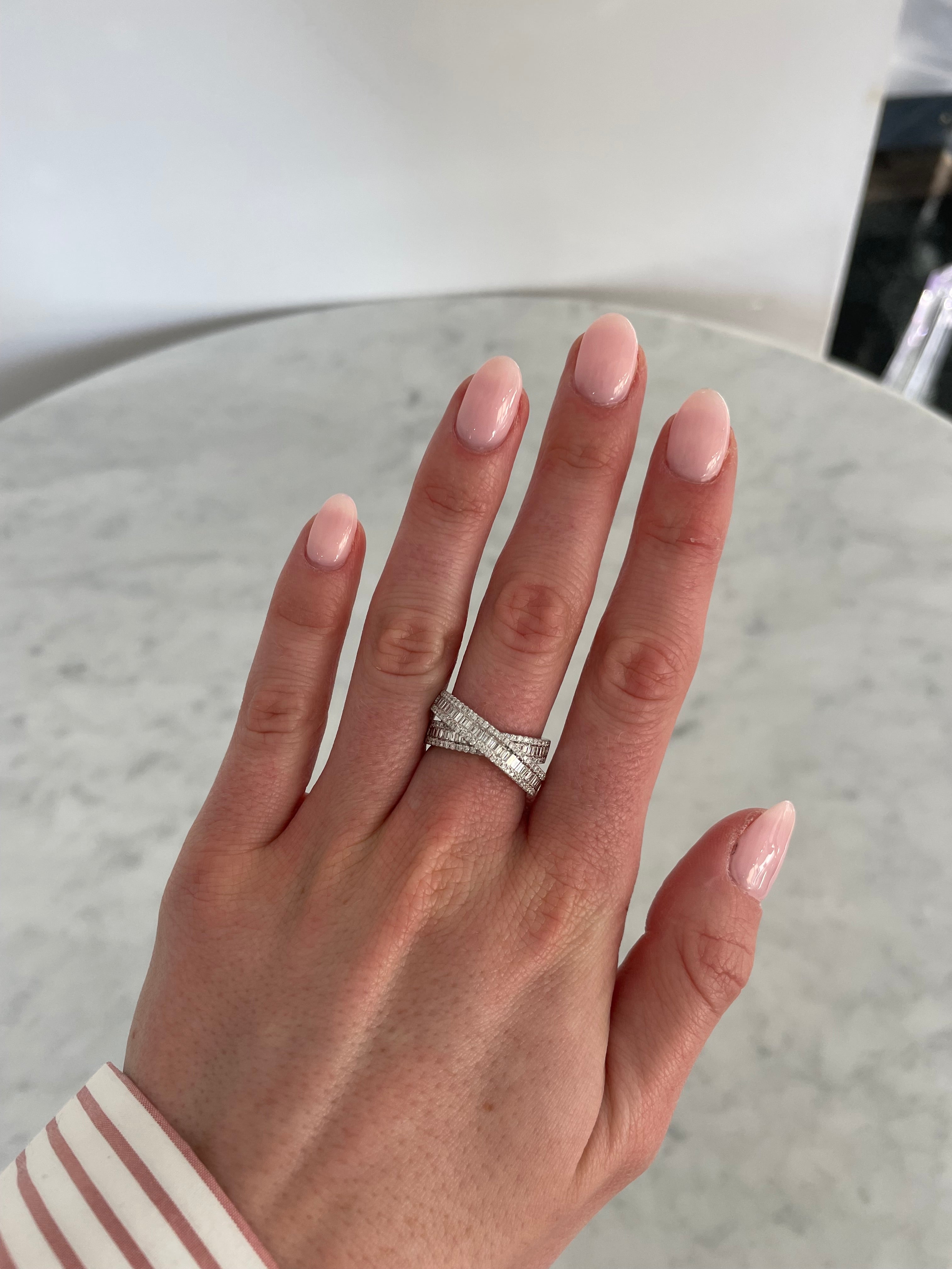 Diamond Baguette Crossover Ring