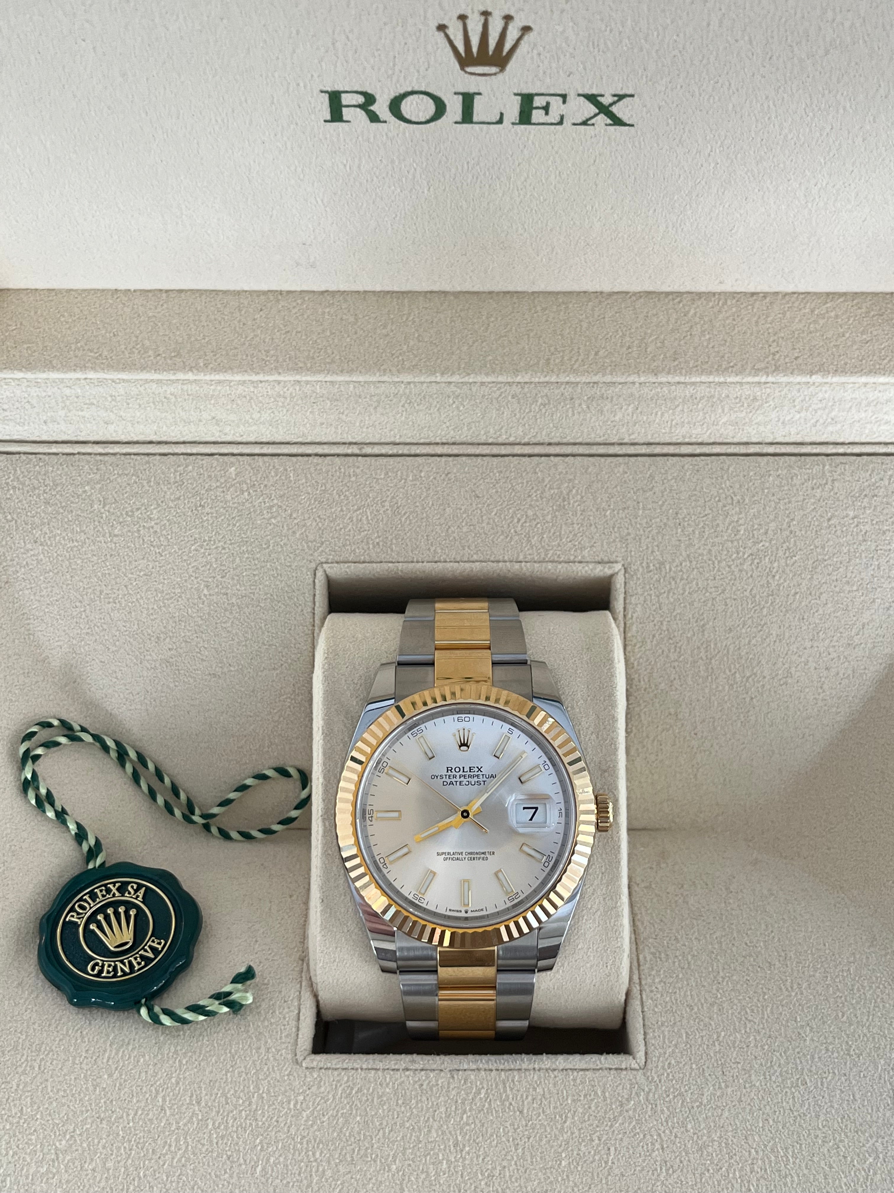 Rolex Datejust two tone silver dial with oyster bracelet
