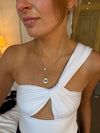 Diamond Blue Sapphire Fluted Evil Eye Necklace