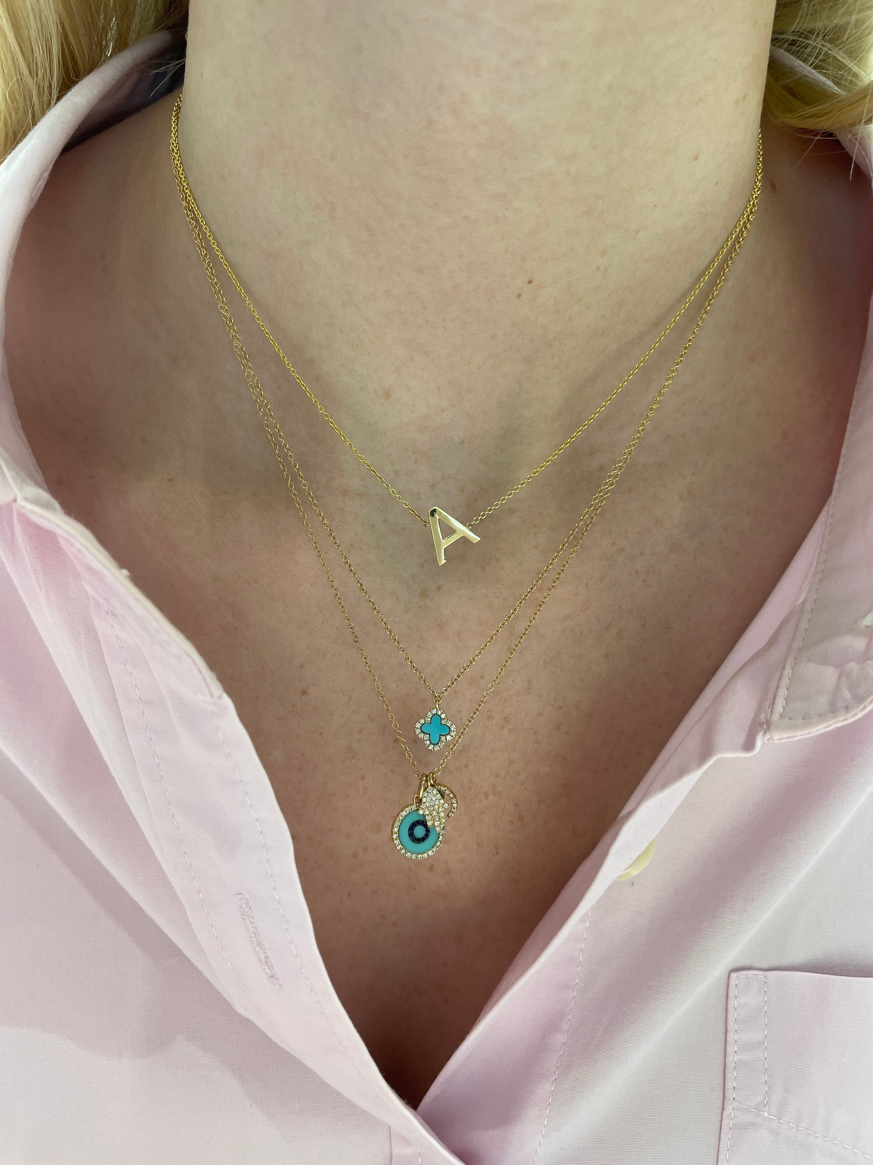 Turquoise Diamond Clover Necklace