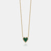 Mini collier en malachite avec bordure de diamants en forme de coeur