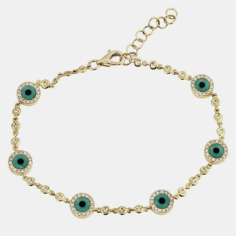 Bracelet Mauvais Oeil Turquoise avec Diamants