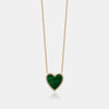 Collier à cœur en malachite avec bordure de diamants
