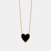 Collier à cœur en onyx noir bordé de diamants
