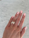 SOLD Bague de fiançailles Toi et Moi, poire et émeraude de culture de laboratoire