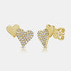 Boucles d'oreilles cœur en or demi-pavé