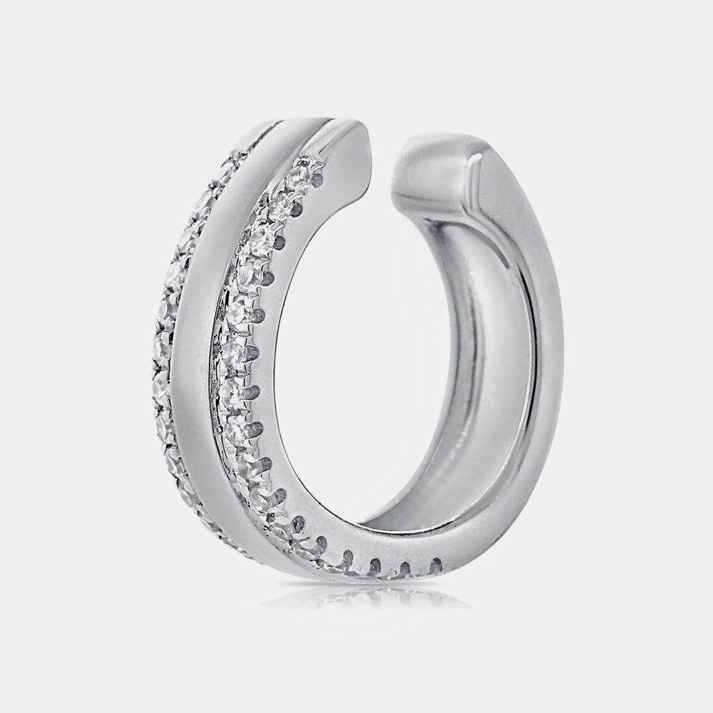 Diamond Border Ear Cuff - 14K White Gold