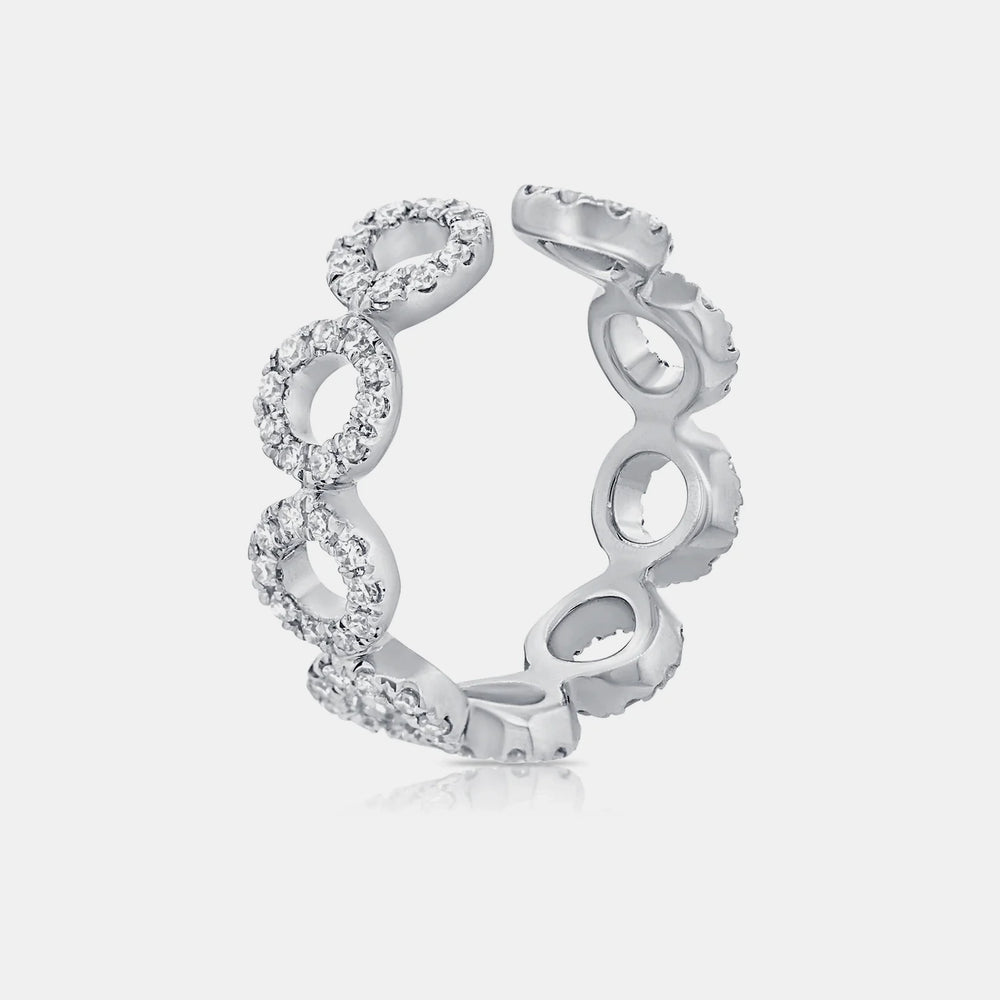 Diamond Circular Ear Cuff - 14K White Gold